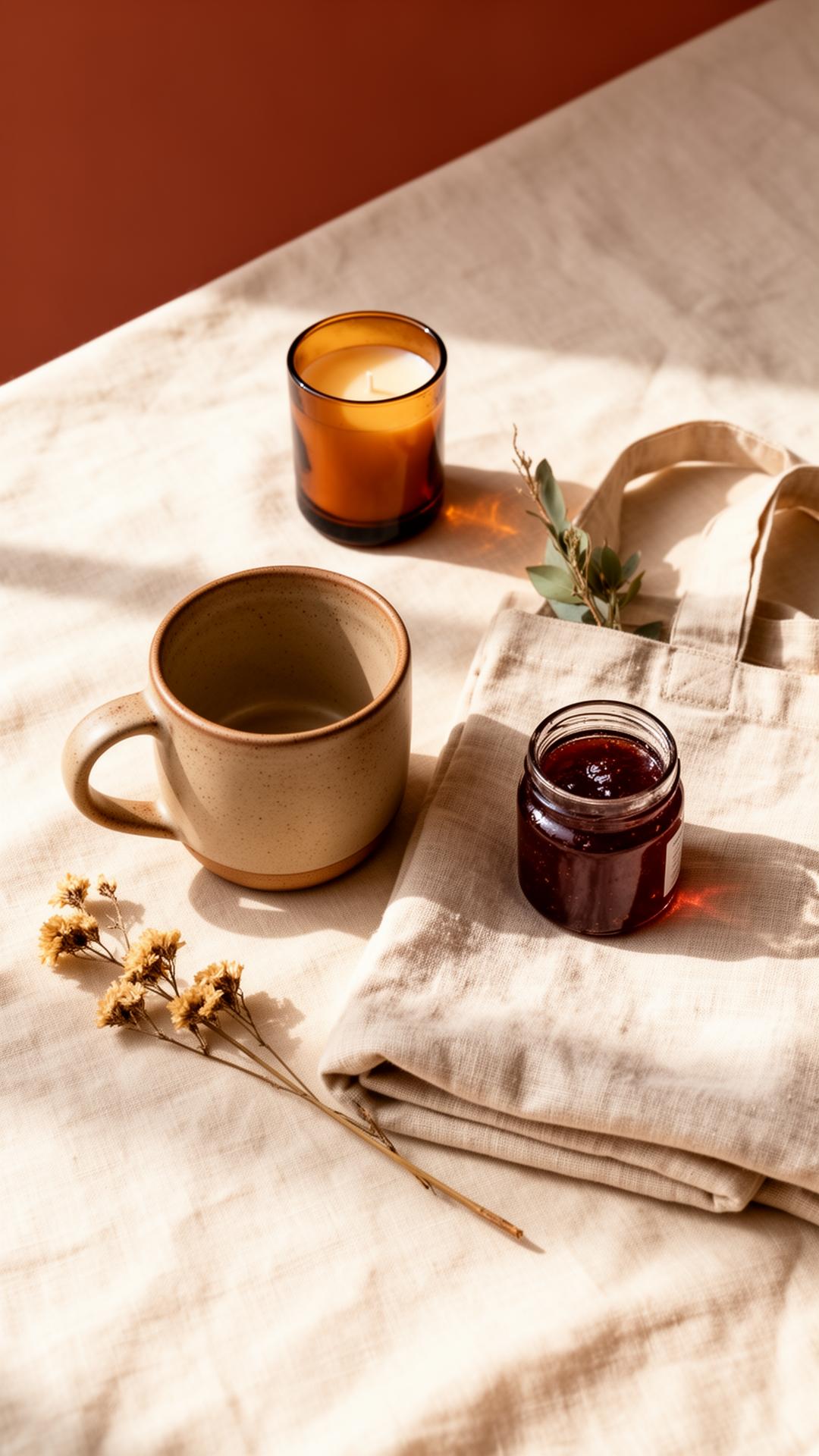 Editorial flat lay českých řemeslných produktů